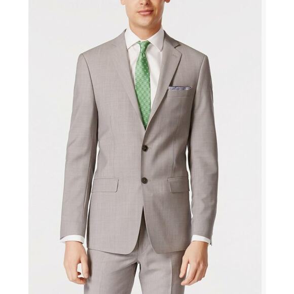 Calvin Klein Mens Slim fit Suit Jacket Blazer  Light Grey Stretch Size 42L - Picture 1 of 8